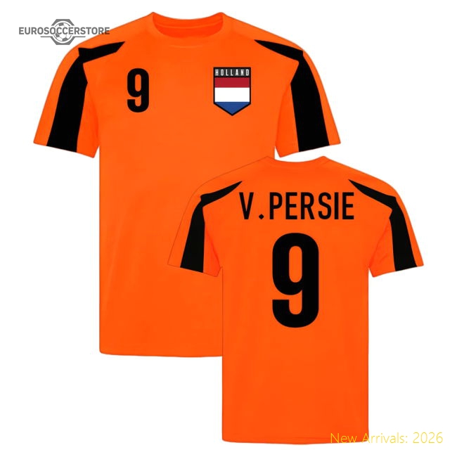 Holland Sports Training Jersey (Orange-Black)(V.Persie 9)-Football Jersey Hub