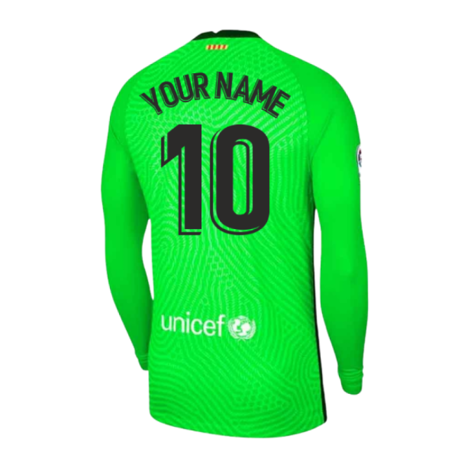 2020-2021 Barcelona Home Goalkeeper Shirt (Green) (Your Name)-Football Jersey Hub