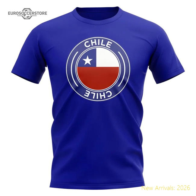 Chile Football Badge T-Shirt (Royal)-Football Jersey Hub