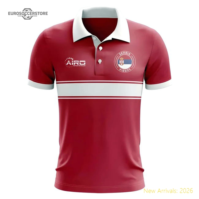 Serbia Concept Stripe Polo Shirt (Red)-Football Jersey Hub