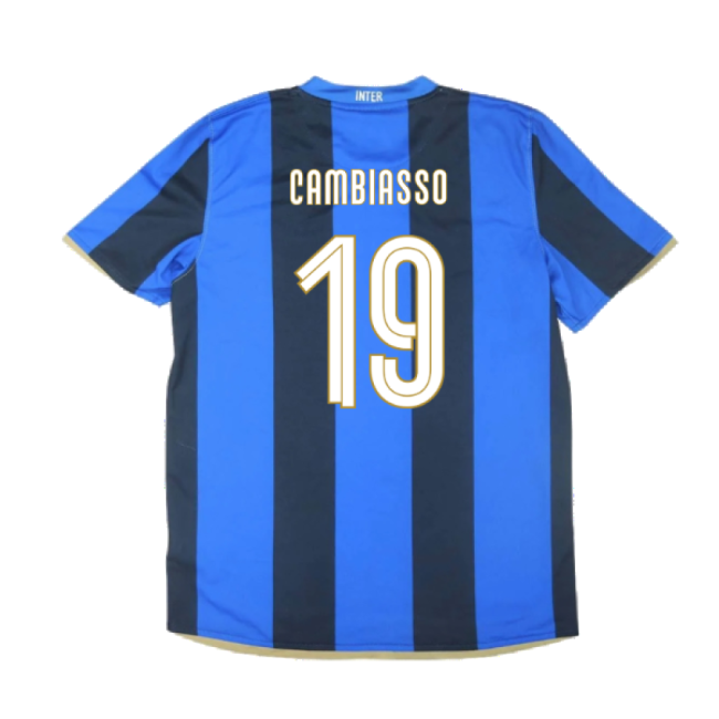 Inter Milan 2008-09 Home Shirt ((Excellent) S) (Cambiasso 19)-Football Jersey Hub