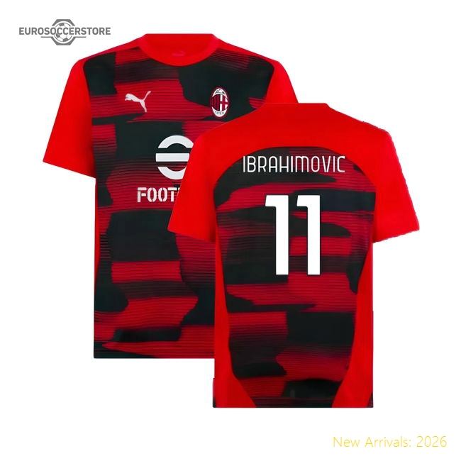 2024-2025 AC Milan Prematch SS Shirt (Red) (Ibrahimovic 11)-Football Jersey Hub