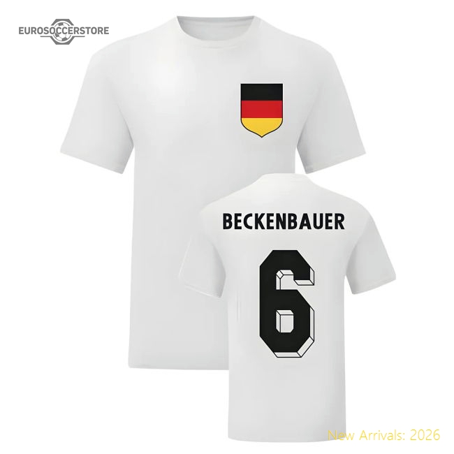Franz Beckenbauer Germany National Hero Tees\'s (White)-Football Jersey Hub