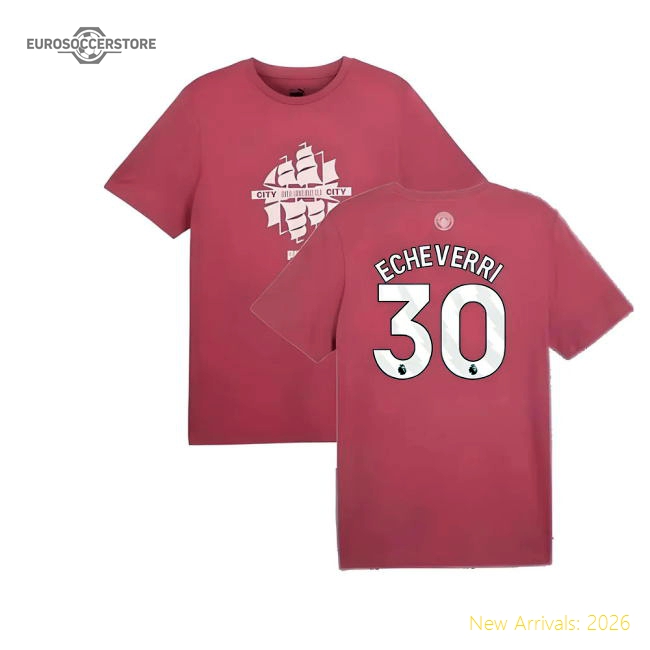 2024-2025 Man City ftblCulture Tee (Dusty Orchid) (Echeverri 30)-Football Jersey Hub