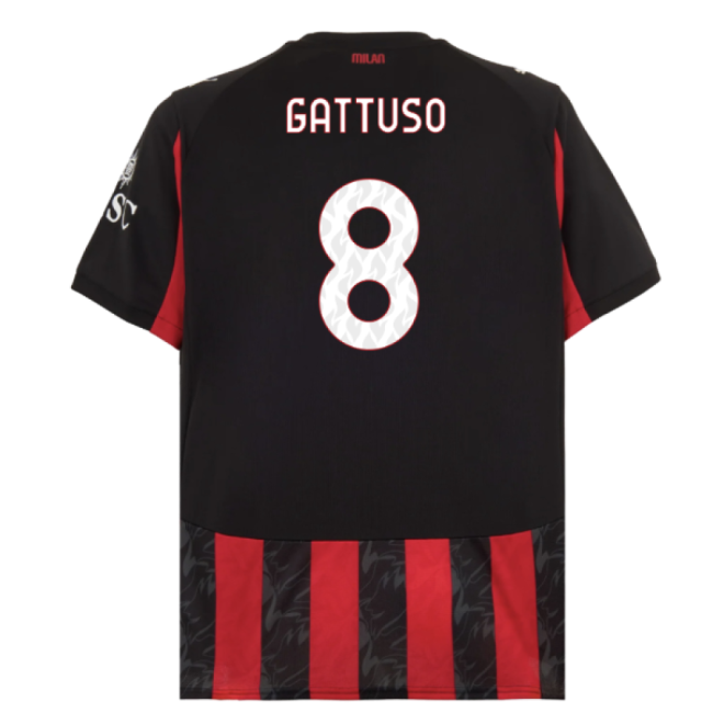 2025-2026 AC Milan Home Shirt (Gattuso 8)-Football Jersey Hub