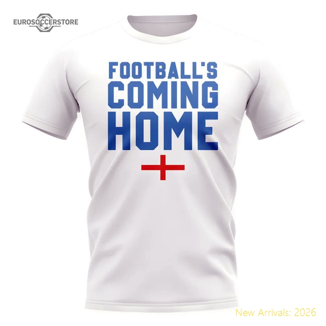 England Footballs Coming Home T-Shirt - Flag/White-Football Jersey Hub