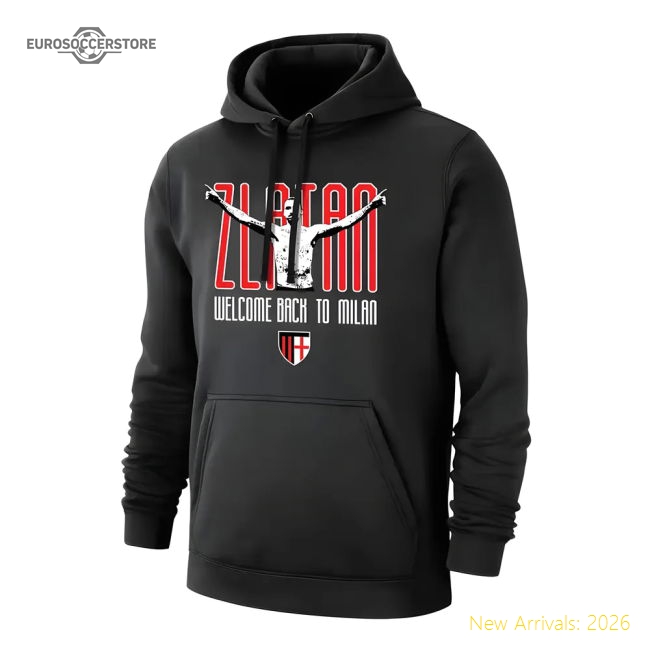 Milan Zlatan Welcome Back footer with hood, black-Football Jersey Hub