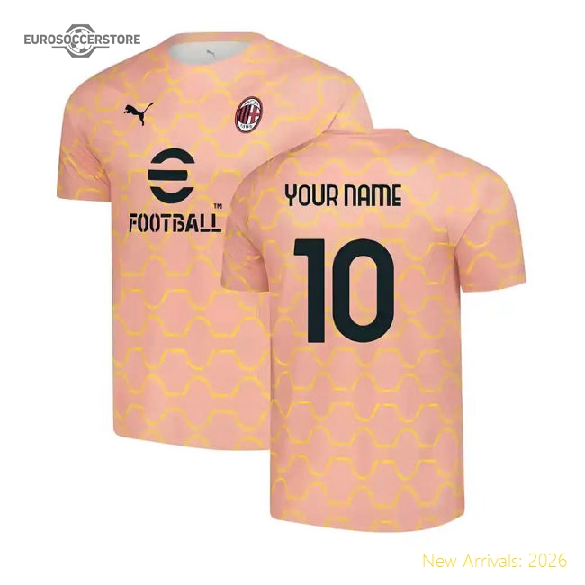 2025-2026 AC Milan Warm Up Jersey (Pink Fruit) (Your Name)-Football Jersey Hub