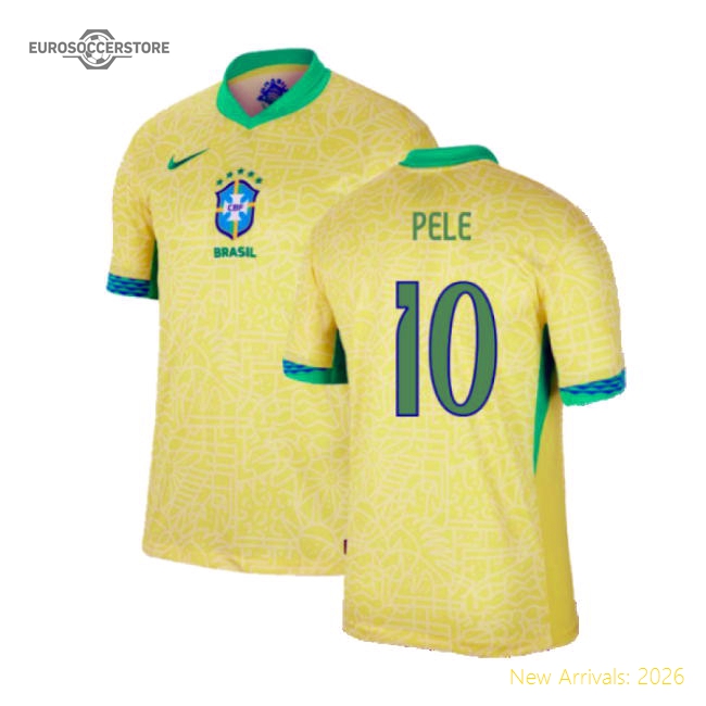 2024-2025 Brazil Home Dri-Fit ADV Match Shirt (Pele 10)-Football Jersey Hub