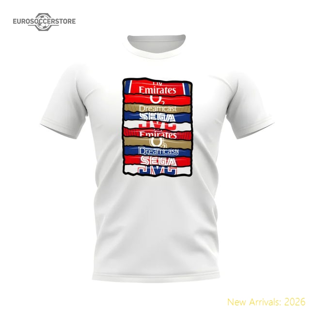 Arsenal Shirt Sponsor History T-shirt (White)-Football Jersey Hub