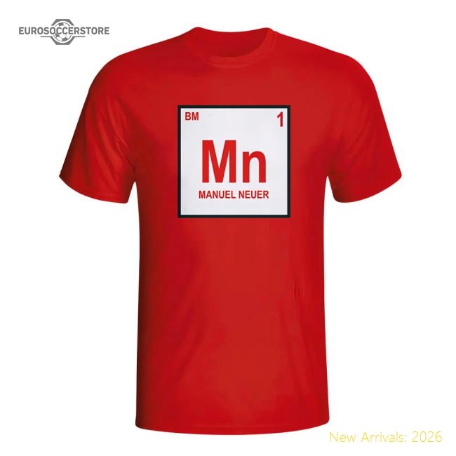 Manuel Neuer Bayern Munich Periodic Table T-shirt (red) - Kids-Football Jersey Hub