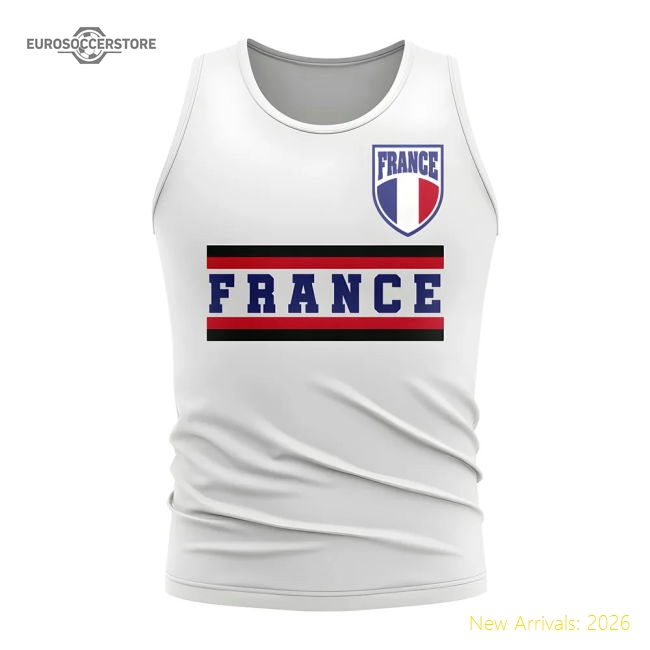 France Core Football Country Sleeveless Tee (White)-Football Jersey Hub