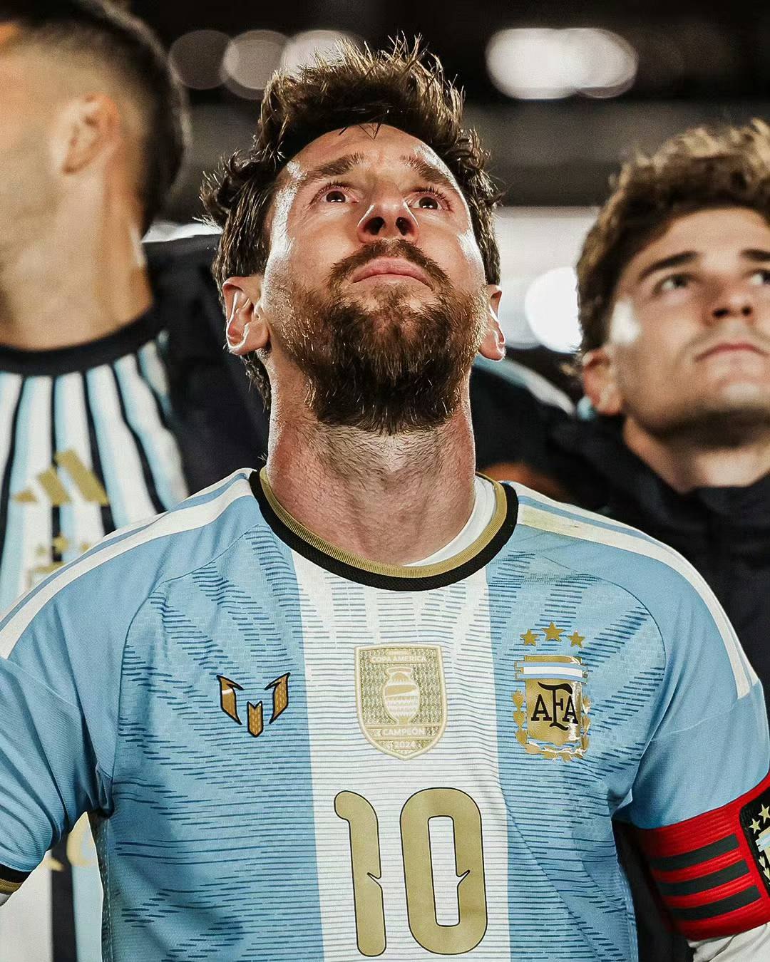 Close-up of Messi in the special-edition Argentina shirt
