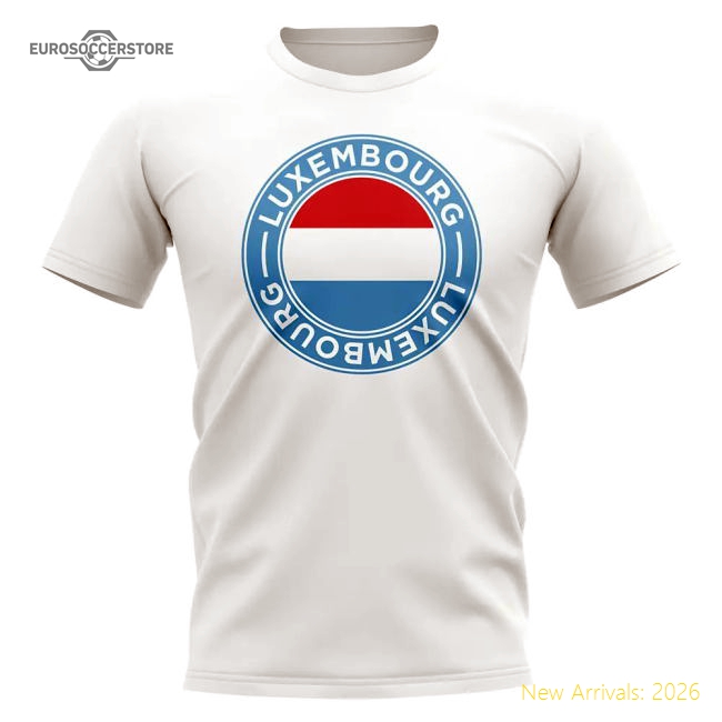 Luxembourg Football Badge T-Shirt (White)-Football Jersey Hub