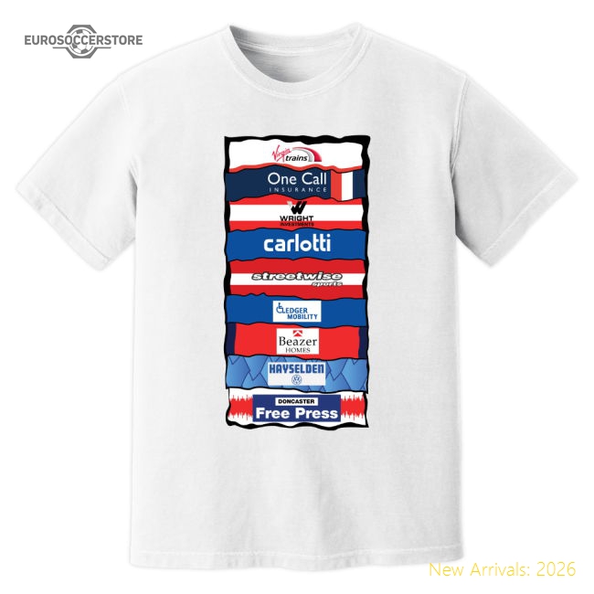 Doncaster Sponsor History T-Shirt (White)-Football Jersey Hub