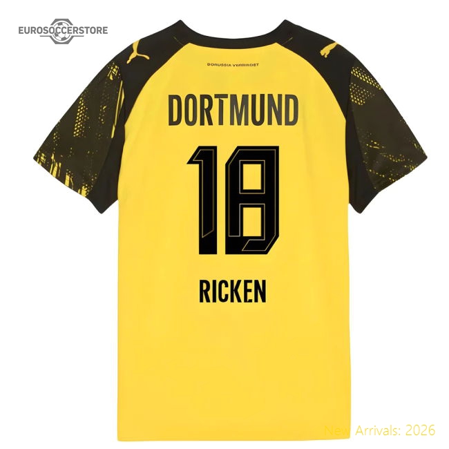 2025-2026 Borussia Dortmund Home Shirt (Kids) (Ricken 18)-Football Jersey Hub
