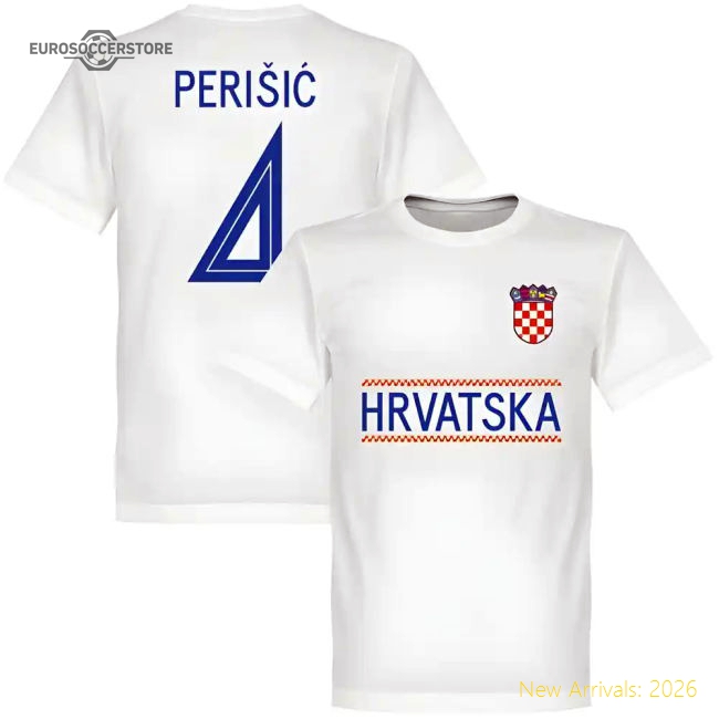 Croatia Ivan Perisic 4 Team T-Shirt - White-Football Jersey Hub