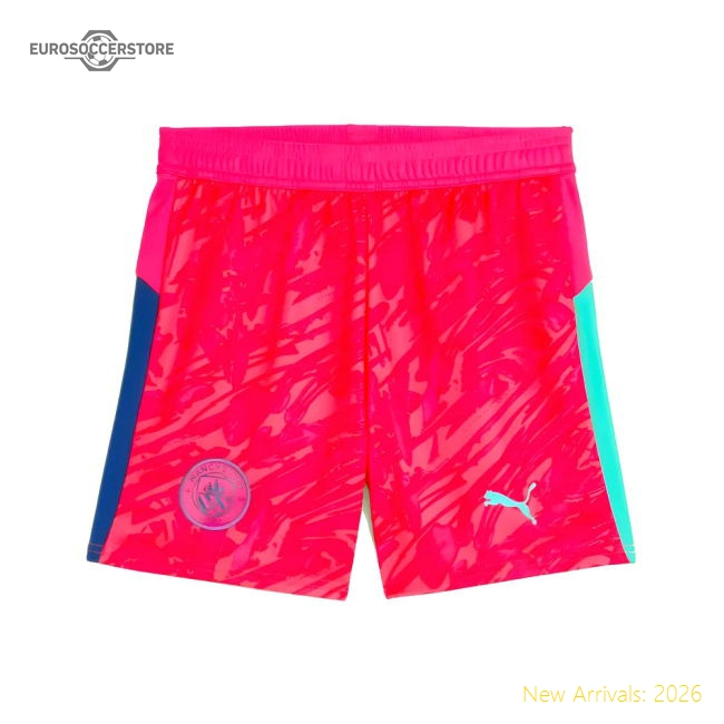 2025-2026 Man City Goalkeeper Home Shorts (Pink) - Kids-Football Jersey Hub