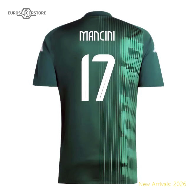 2024-2025 Italy Pre-Match Shirt (Green) (MANCINI 17)-Football Jersey Hub