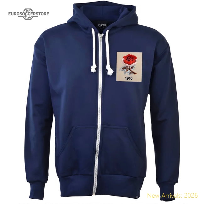 England Rose 1910 Vintage Zipped Hoodie - Navy-Football Jersey Hub