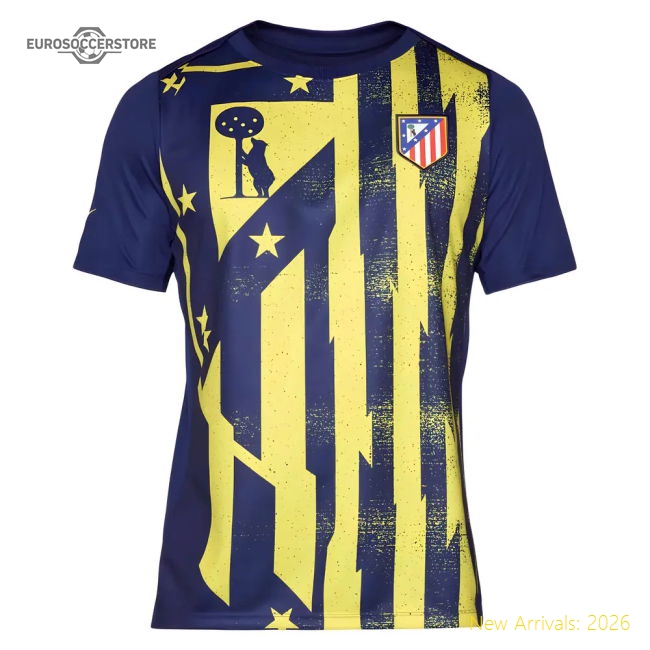 2025-2026 Atletico Madrid Pre-Match Shirt (Blue-Yellow)-Football Jersey Hub
