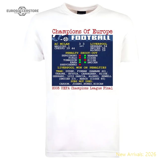 2005 Champions League Final (Liverpool) Retrotext T-Shirt-Football Jersey Hub