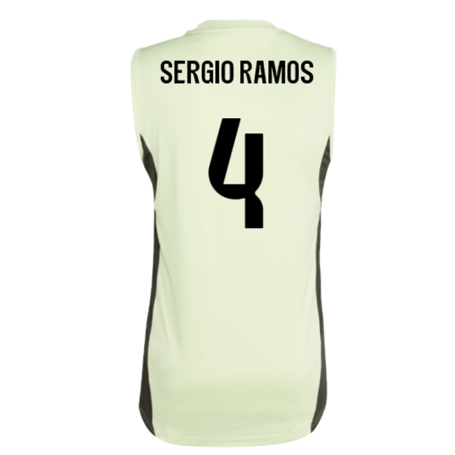 2025-2026 Real Madrid Sleeveless Training Jersey (Almost Lime) (Sergio Ramos 4)-Football Jersey Hub