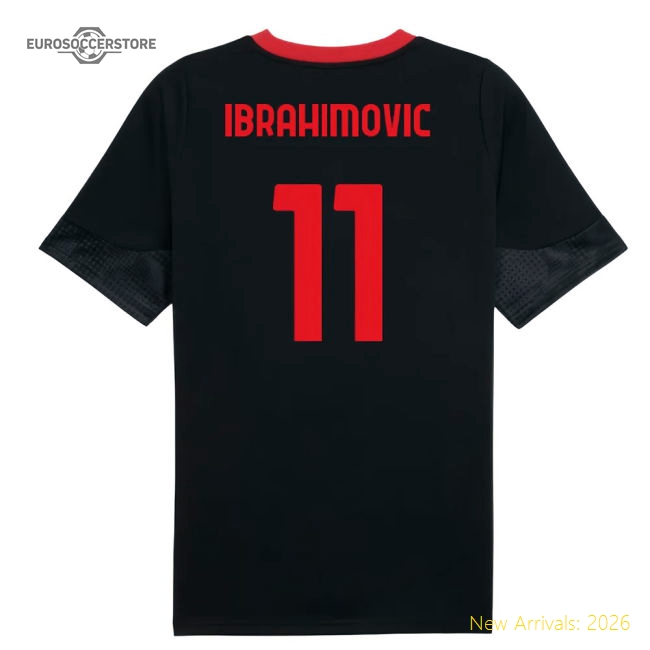 2025-2026 AC Milan Training Jersey (Black) (Ibrahimovic 11)-Football Jersey Hub