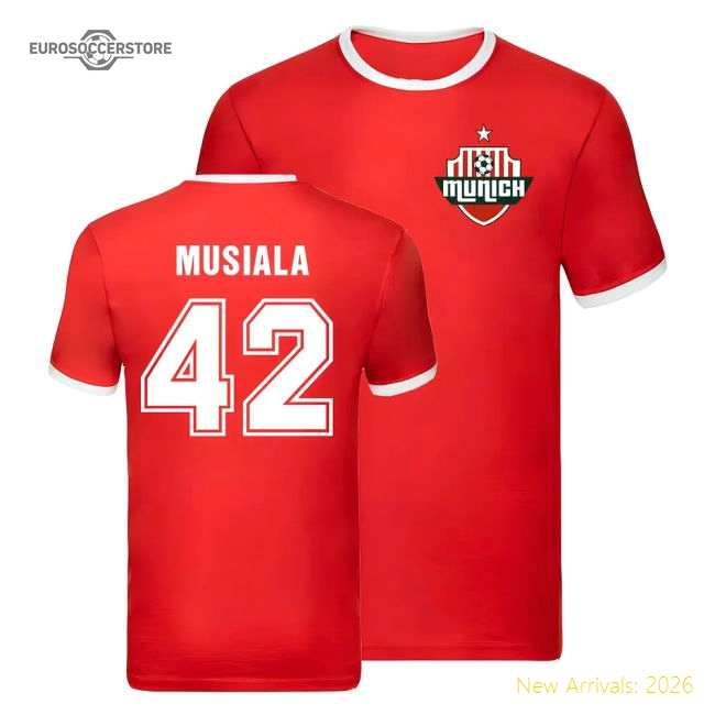 Bayern Munich Ringer T-Shirt (Jamal Musiala 42)-Football Jersey Hub