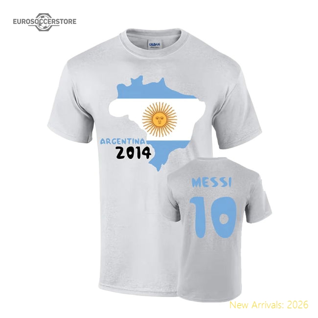 Argentina 2014 Country Flag T-shirt (messi 10)-Football Jersey Hub