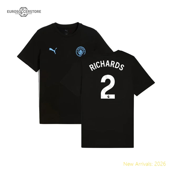 2025-2026 Man City FtblESS Tee (Black) (Richards 2)-Football Jersey Hub
