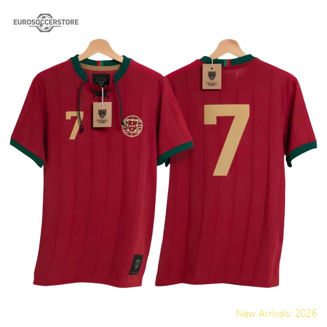 Portugal Ronaldo Retro Shirt with Laces A Selecção-Football Jersey Hub