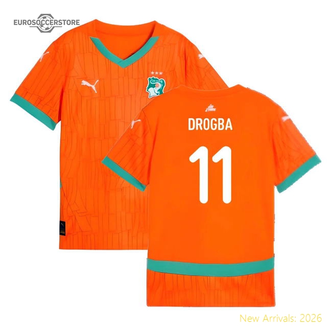 2024-2025 Ivory Coast Home Shirt (Kids) (Drogba 11)-Football Jersey Hub