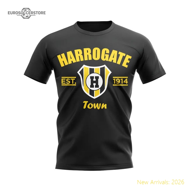 Harrogate Established Football T-Shirt (Black)-Football Jersey Hub