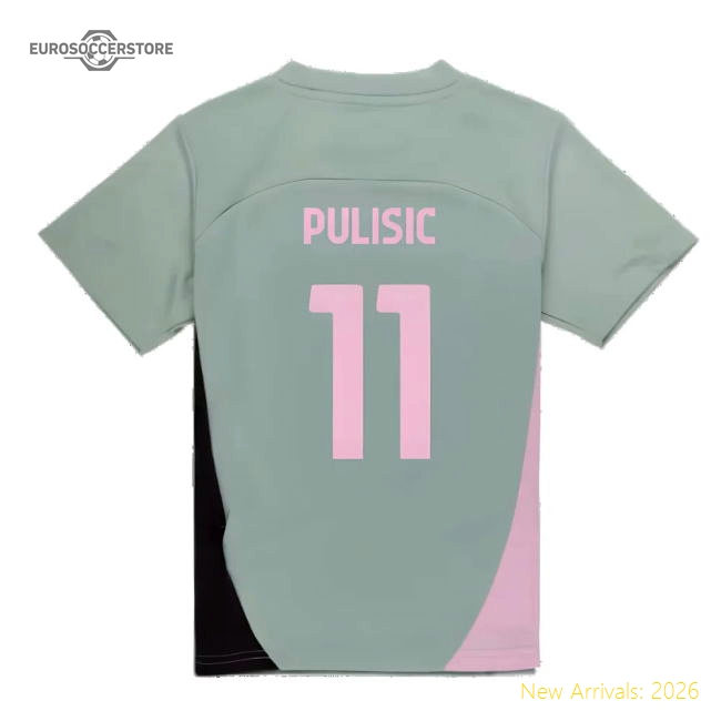 2024-2025 AC Milan Training Shirt (Green Fog) - Kids (Pulisic 11)-Football Jersey Hub