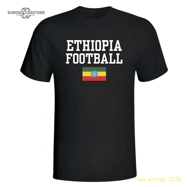 Ethiopia Football T-Shirt - Black-Football Jersey Hub