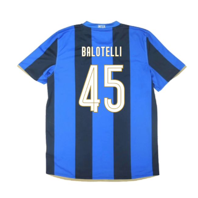 Inter Milan 2008-09 Home Shirt ((Excellent) S) (Balotelli 45)-Football Jersey Hub