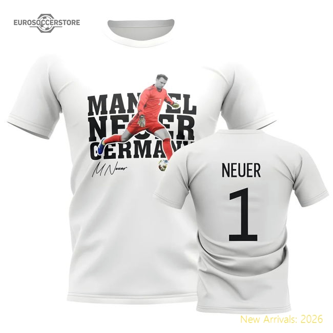 Manuel Neuer Germany Player Tee (White)-Football Jersey Hub