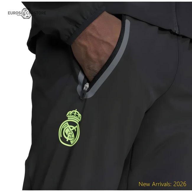 2025-2026 Real Madrid Pro Vis Tech Travel Pants (Black)-Football Jersey Hub