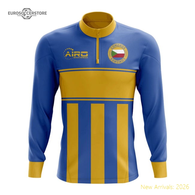 Comoros Concept Football Half Zip Midlayer Top (Blue-Yellow)-Football Jersey Hub