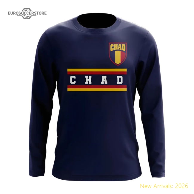Chad Core Football Country Long Sleeve T-Shirt (Navy)-Football Jersey Hub