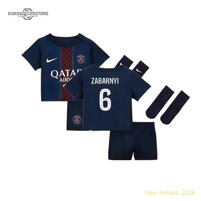 2025-2026 PSG Home Baby Kit (Zabarnyi 6)-Football Jersey Hub