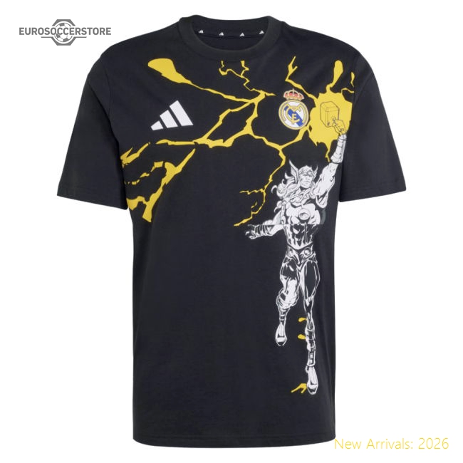 2025-2026 Real Madrid Marvel Tee (Black)-Football Jersey Hub