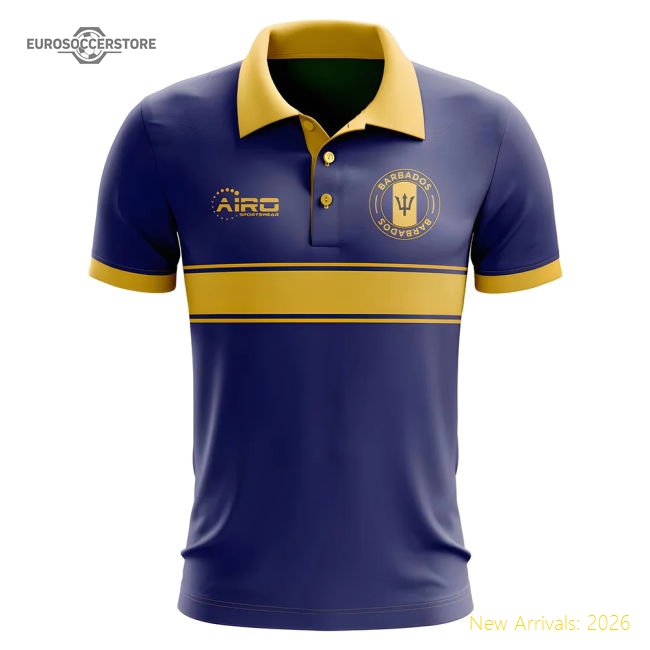 Barbados Concept Stripe Polo Shirt (Navy)-Football Jersey Hub
