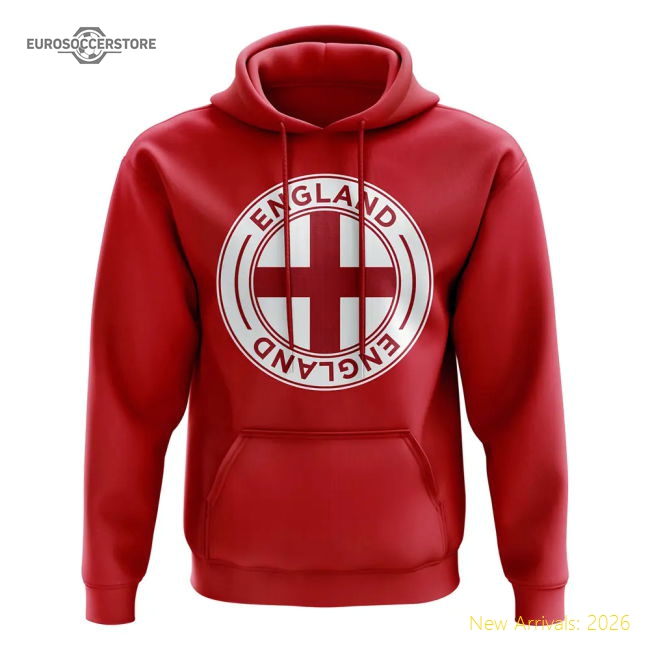 England Football Badge Hoodie (Red)-Football Jersey Hub