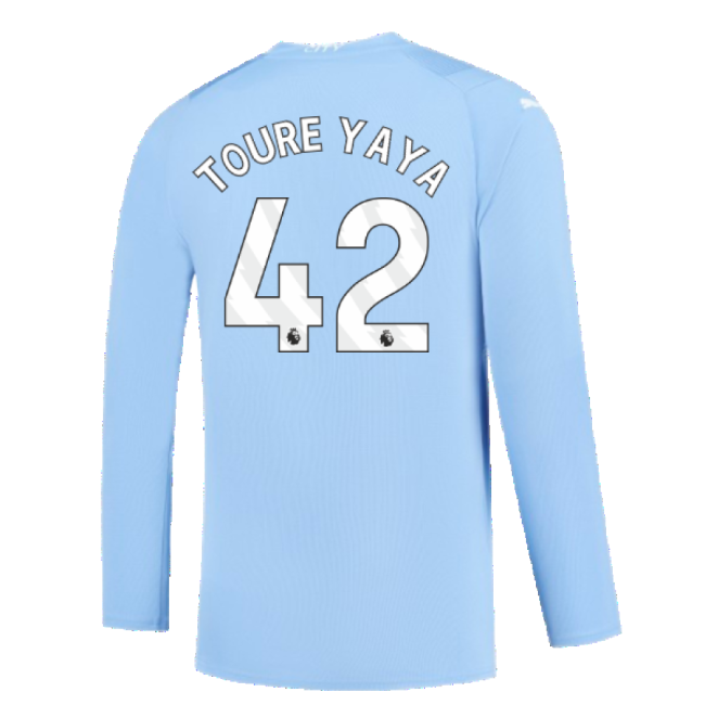 Manchester City 2023-2024 Puma Home Long Sleeved Shirt (S) (Good) (TOURE YAYA 42)-Football Jersey Hub