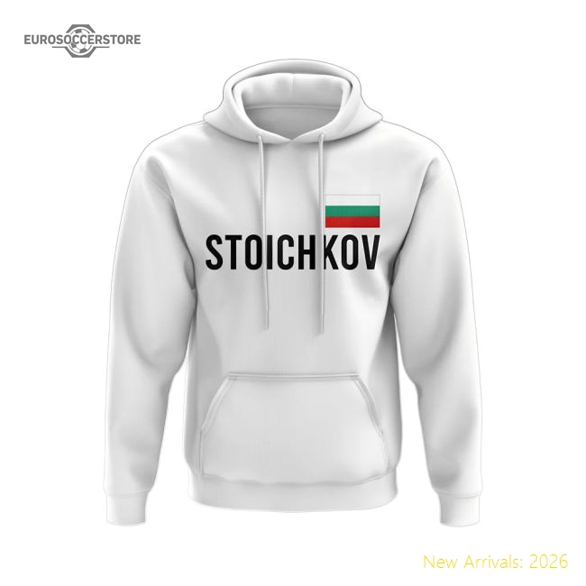 Hristo Stoichkov Bulgaria Name Hoody (White)-Football Jersey Hub