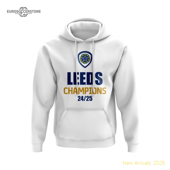 Leeds United Champions 24-25 Hoody (White)-Football Jersey Hub