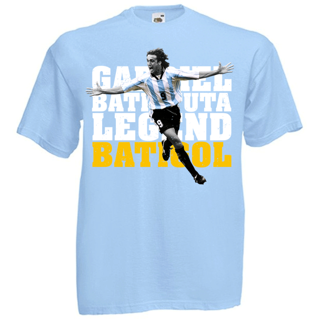 Gabriel Batistuta Argentina Legend T-Shirt (Sky) - Kids-Football Jersey Hub