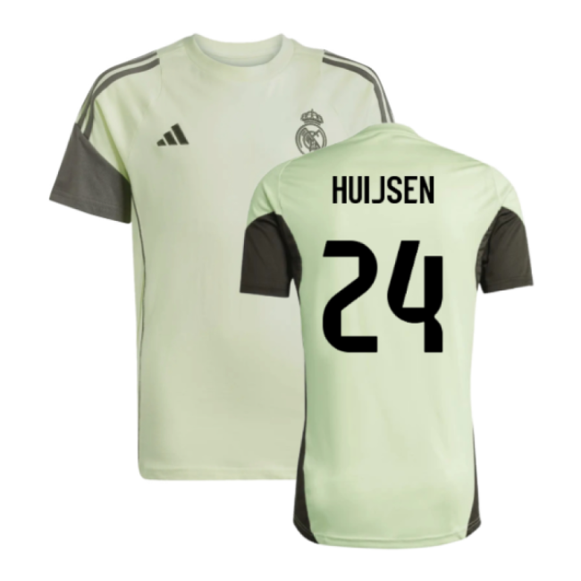 2025-2026 Real Madrid Training Tee (Almost Lime) - Kids (Huijsen 24)-Football Jersey Hub